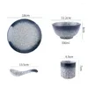 Bowls 3/4 PCS Set Japanese Tableware Kit Vintage Water Cup Soup Bowl Ceramic Dinner Plate Home Kitchen Supplies Rice Spoon Container