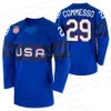 USA 2022 Winter Hockey Jersey Matthew Knies Andy Miele Aaron Ness Ben Meyers Nick Shore Pat Nagle Strauss Mann Drew Commesso Noah Cates Sean