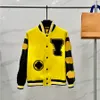 Pelliccia da uomo in pelliccia sintetica moda casual giacche da baseball gialle abbigliamento da uomo designer maniche in pelle bomber cappotti invernali Harajuku moto da uomo