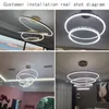 Lámparas colgantes Estilo nórdico exótico Sala de estar Araña Oro Moderno LED Anillo Restaurante Cafetería Círculo comercial