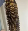 13x4 Highlight braune tiefe Wellenperücken Humain Haare mit vorderer Spitze