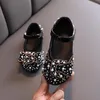 أحذية مسطحة 2022 الأطفال لؤلؤة راينستون شواهد الأطفال الأميرة فتيات الطفل للحفلة وحفل الزفاف