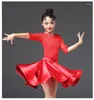 Stage Wear Latin Dance Dress For Girls Long Sleeve Lace Standard Ballroom Dancing Dresses Kids Performance Salsa Clothes