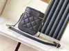 Vanity New Women's Bag Upgrade Square Bucket Makeup Bag Fashion Litchi Cow Leather Mini Diamond Plaid Chain Designer One Shoulder Crossbody Bags