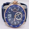 Divertido de alta qualidade W2CA0009 Dial azul e elástico de borracha de 42 mm Relógios de pulso esportivo masculino automático 18K Rose Gold Mens Watch195L