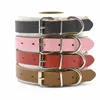 Dog Collars Genunie Leather Collar Free Engraving DIY Tag Pet Customized Information On S M L Four Colors