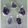 Hänghalsband PM17718 10st Amethysts Druzy Drusy Cluster i silver eller guld ca. 35mm-45mm