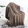 Blankets Acrylic Striped Blanket Lightweight Comfortable And Fashionable Bed With Tassel Decoration Warm Sofa