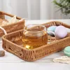 Kitchen Storage Accessories Tray Hand-woven Rattan-like Circular Woven Basket Bread Fruit Food Coffee Table Cake