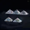 Dekorativa figurer 1pc naturlig aura klar kvartspyramid kristallpunkt läkning sten energi heminredning reiki polerat chakra torn