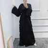 Abbigliamento etnico Eid Mubarak Abito Abaya Donne musulmane Ramadan Hijab Dubai Turchia Islam Kaftan Chiffon Ruffle Robe Longue Musulmane