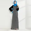 Abbigliamento etnico Moda Abaya Gonna lunga Plaid con paillettes Doppio strato Donne musulmane arabe Moschea Ramadan Preghiera Abito islamico