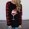 Kvinnors T -skjortor Kvinnor Skjorta Stripe Womens Fashion Christmas Print L￥ng￤rmad Raglan Sleeve Plaid Tee Top vandring