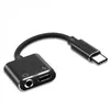 Adapterladdning hörlurar 2 i 1 typ-C till 3,5 mm jackhuvud Aux Audio USB C-kabel