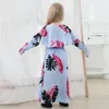 Ethnic Clothing Abaya Modest Fashion Printing With Lapel Little Girls Dress Muslim Kids Clothes Children Robe Vetement Fille Princess