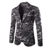 Costumes pour hommes Camouflage militaire coupe ajustée mode Blazer costume coton simple bouton veste hommes Americanas Hombre manteau