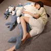 Lindo tiburón gato peluche juguete grande suave Animal tiburones ballena muñeca almohada para dormir para niñas niños regalo de Navidad decoración 135 cm 53 pulgadas