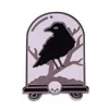 Broszki czarny kruk crow ptaszka czaszka grobowiec grobowiec gotycki halloween broszka