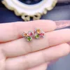 Stud￶rh￤ngen Flower Style Earring Natural Real Colorful Tourmaline 3 4mm 0.25CT 6st Gemstone 925 Sterling Silver Fine Jewelry X227224