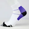 Chaussettes pour hommes 1 paire de compression de pied de cheville de haute qualité imprimé noir blanc coton confortable sport course patchwork veineux