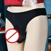 Underpants Men Sexy Sissy Pouch Penis Sheath Ice Silk G-Strings Thong Brief Underwear Underpant Long Elephant Nose Briefs Gay Panties