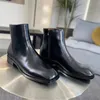 Bottes Chelse à fermeture éclair pour hommes, chaussures faites à la main en cuir de vache noir Western Martin