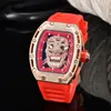 2023 Fashion personality transparent sport retro gear machine quartz watch alloy diamond rubber band quartz watchES 147298L