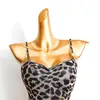 Costume da ballo latino senza maniche stampato leopardato con schiena nuda sexy da ballo latino LD523