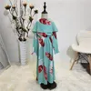 Ethnic Clothing Abaya Modest Fashion Printing With Lapel Little Girls Dress Muslim Kids Clothes Children Robe Vetement Fille Princess