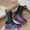 Bottes Chelsea Chunky Ankle Boot Designer Contrast-Sole Solet Tire Tire Fashion Women Martin Shoes Platform Sneakers avec boîte