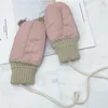 Hair Accessories Kids Fur Mittens Winter Warm Boys Gloves Girls Woollen Children's Soft Leather Mitten With Hang Line