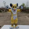 Ny fluffig h￥rig gul husky hundmaskot kostym Big Ear Animal Fursuit Halloween Fancy Dressing Party Outfit