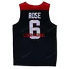 Custom 2014 D. Rose Basketball Jersey USA Derrick Men's Stitched White Blue Size S-4XL Any Name And Number