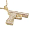 Pendant Necklaces Pistol Pendants Submachine Gun Necklace Men Hip Hop Jewelry Chain Collier Iced Out CZ Jewellery Gift Box