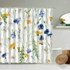 Cortinas de chuveiro Jardim floral jardim de plantas selvagens Fluste Fluste Butterfly Retro aquarela Arte Decoração de banheiro com gancho de tela impermeável