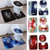 Toiletbrakomslagen 3 stks Kerstdek Tapijt badkamer set Fancy Santa mat decoraties voor thuis