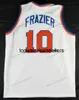 커스텀 레트로 월트 10 Frazier Basketball Jersey College All Stitched White Blue Size S-4XL 이름 번호 조끼 유니폼