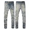 Amirs Designer Jeans Topkwaliteit herenjeans voor jongens Slim Fit Skinny broek Oranje sterpatches Dragen Biker Stretch Motor Trendy