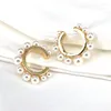 Backs Earrings 5Pairs Elegant Pearls Ear Cuff For Women Trendy Gold Color Circle Earclips Female Stackable No Piercing Earcuffs