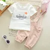 Kl￤derupps￤ttningar 2022 Spring Baby Girls Boy Clothing Kids Casual Long Sleeve T-shirt Denim Overall Born Set Toddler