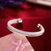 Bangle 925 Sterling Silver Woven Mesh Armband f￶r Woman Wedding Engagement Fashion Charm Party Jewelry