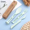 Dinnerware Sets 3Pcs/Set Portable Home & Living Reusable Kitchen Utensils Wheat Straw Cutlery Set Fork Spoon Tableware