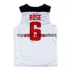 Custom 2014 D. Rose Basketball Jersey USA Derrick Men's Stitched White Blue Size S-4XL Any Name And Number