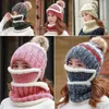 Berretti antivento Plus paraorecchie con sciarpa cappello per le orecchie cappelli invernali maschera da sci berretto in maglia