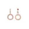 Hoop Earrings Original Sparkling Double Round Rose Gold For Sister Mother Wife Girlfriend Gift 2022 July Est RE041