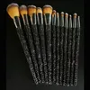 12Pcs set Diamondstudded Makeup Brushes Gems Makeup Beauty Tools Full Diamond Loose Powder Foundation Concealer Brush Bling Per262329894