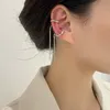 Luxury Multi-Layer Clip Earrings For Women Geometric Shiny Zircon Pearl Ear Bone No Pierced Long Chain Tassel Earring