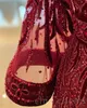 2023 Arabiska aso ebi burgogne a-line prom klänningar spetspärlor lyxig kväll formella parti andra mottagning födelsedag engagemang klänningar klänning zj223