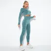 Stroje jogi dla kobiet szwu bezproblemowe legginsy z długim rękawem top trening ubrania dziewczyna fitness noszenie żeńska dres atletyczny odzież na świeżym powietrzu garnitury sportowe