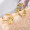 Clusterringen Mode roestvrij staal onregelmatige lotus open voor vrouwen pure gouden vinger luxe sieraden geschenken groothandel